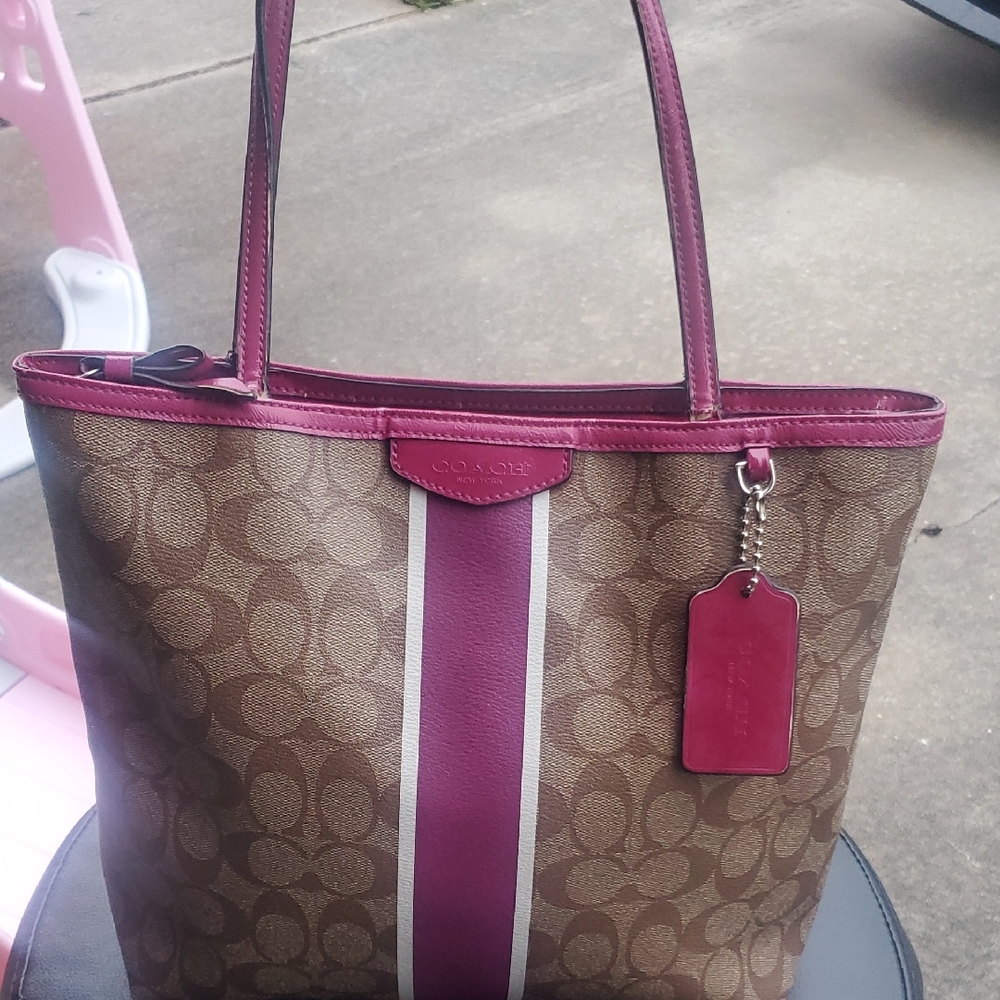 Coach Brown and Pink Signature Tote
